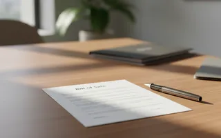 A softly lit real estate closing table with a pen resting beside a document labeled 'Bill of Sale,' representing professionalism, trust, and attention to detail