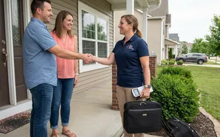 Professional mobile notary providing white-glove real estate signing services at a client's home